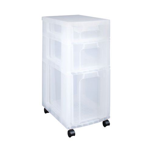 Really Useful Plastic Storage Tower 3 Drawers Clear 7L&#47;12L&#47;25L DT1019