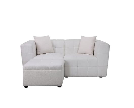 Milo 2 Seater Sofa With Footstool- White