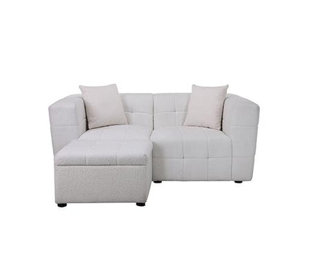 Milo 2 Seater Sofa With Footstool- White