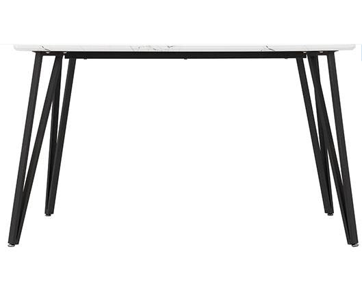 MARLOW & LUKAS DINING SET (X4 CHAIRS) - WHITE MARBLE/GREY VELVET