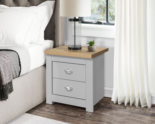 Highgate 2 Drawer Bedside-Grey
