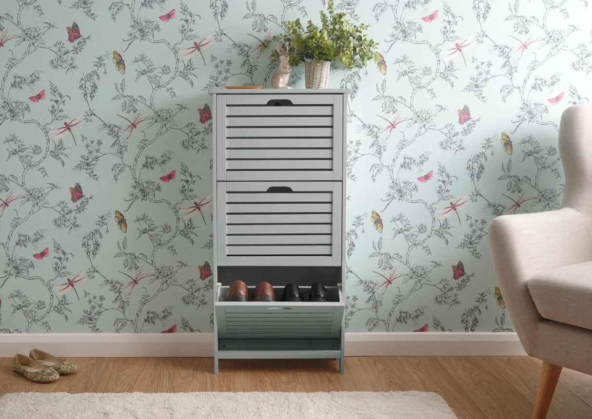 Bergen three tier shoe cabinet grey