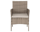 Willow 3Pc Garden Set - Grey Rattan/Grey Fabric/Black Glass