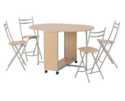 Budget Butterfly Dining Set - Beech/Silver