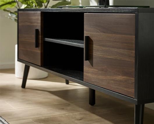 Trent Large TV Stand Up to 55" Walnut & Black
