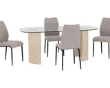 MODENA & CHILTON DINING SET (X4 CHAIRS) - CREAM/GREY FABRIC