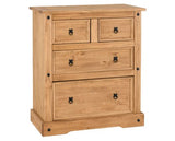 Corona 2+2 Drawer Chest - Distressed Waxed Pine