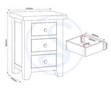 WINDSOR 3 DRAWER BEDSIDE - PEBBLE GREY/OAK