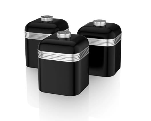 Swan Retro Set of 3 Canisters - Black