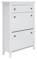 Deluxe two tier shoe cabinet white