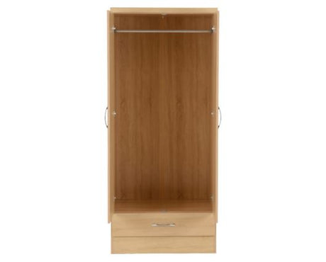 Nevada 2 Door 1 Drawer Wardrobe - Sonoma Oak Effect