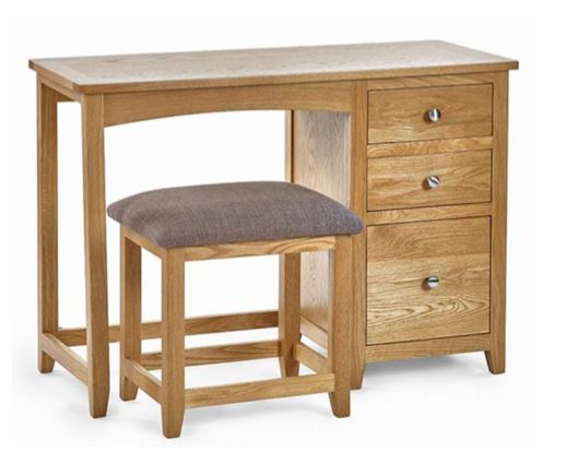 MALLORY SINGLE PEDESTAL DRESSING TABLE + STOOL SET  FSC MIX 70% (INT-COC-002320)