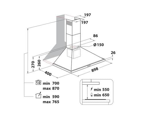 Indesit IHPC95LMX 90cm Chimney Hood