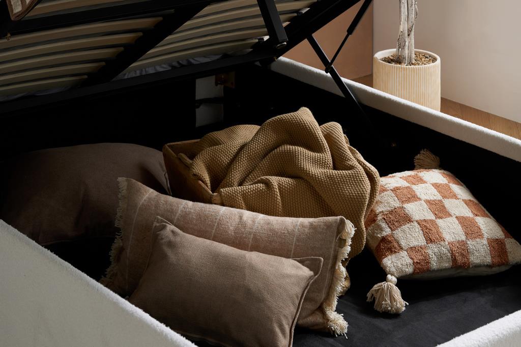 Maisey Ottoman Bed White Boucle - Double