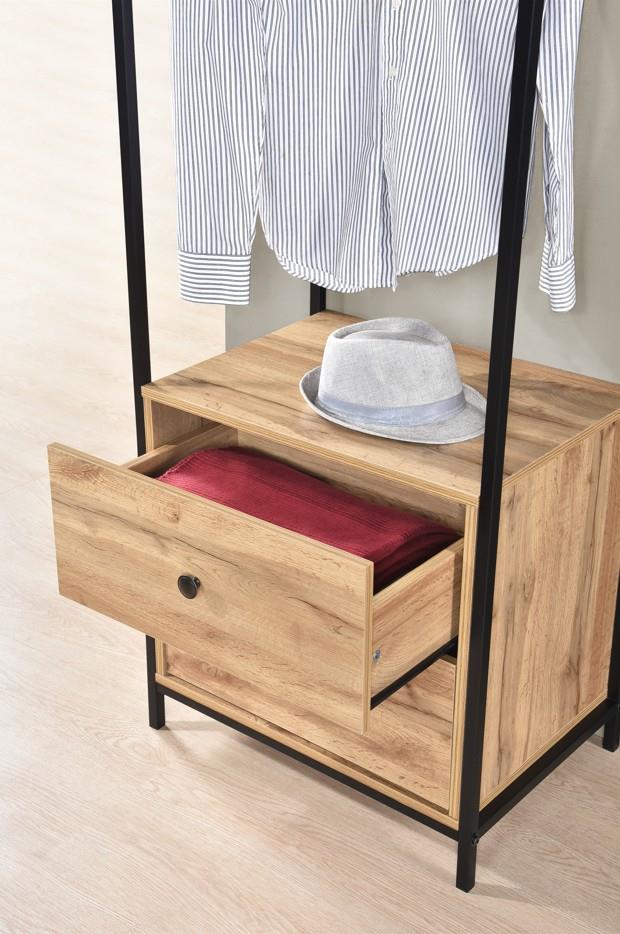 Alva Open Wardrobe 2 Drawers - Wotan Oak