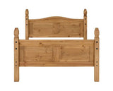 Corona 4'6" Bed High Foot End - Distressed Waxed Pine