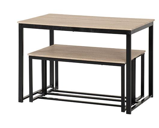 LINCOLN 1+2 DINING BENCH SET - SONOMA OAK EFFECT/BLACK