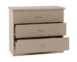 Nevada 3 Drawer Chest - Oyster Gloss/Light Oak Effect Veneer