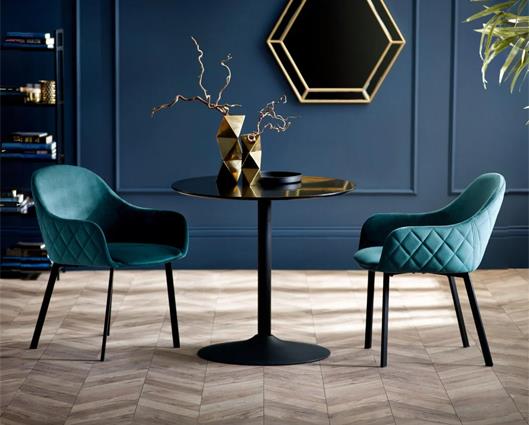 Set of 2 Lima Dining Chairs Teal