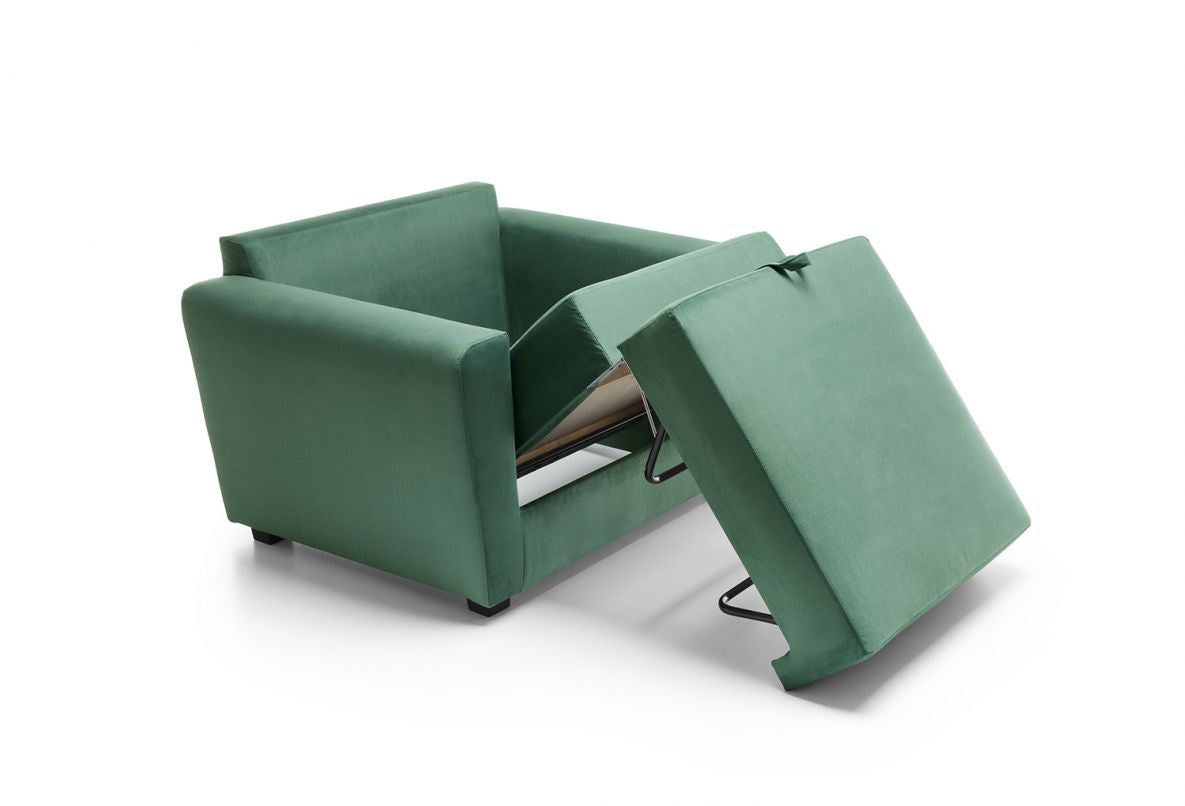 Olly Velvet Single Sofa Bed - Forest Green