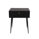 Saturn metal 1 drawer bedside cabinet, black with gold handle