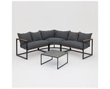 Marbella Black Corner Set PolywoodTable,D.Grey Cushion+Cover