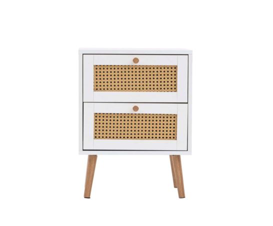 Croxley 2 Drawer Rattan Bedside White