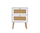 Croxley 2 Drawer Rattan Bedside White