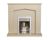 Adam Cotswold Fireplace in Stone Effect with Helios Electric Fire in Brushed Steel 48 Inch