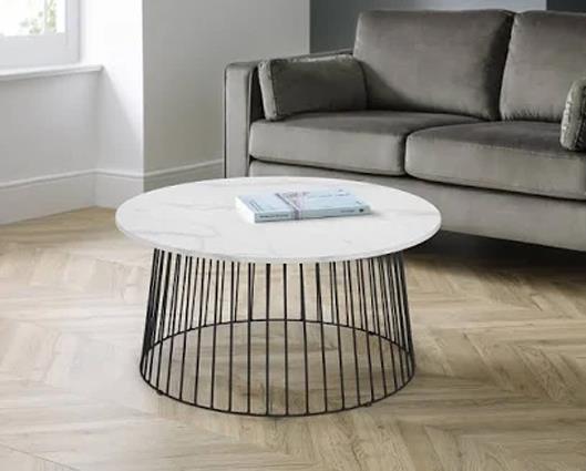 BROADWAY ROUND COFFEE TABLE - WHITE MARBLE