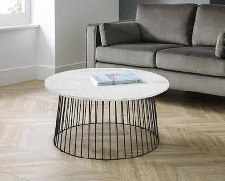 BROADWAY ROUND COFFEE TABLE - WHITE MARBLE