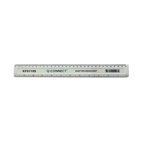 Q-Connect Shatter Resistant Ruler 30cm White (Pack of 10) KF01109Q