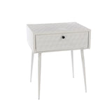 Saturn metal 1 drawer bedside cabinet, white with gold handle