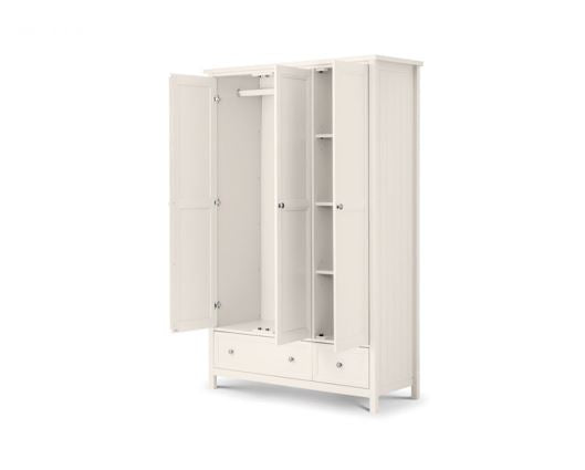MAINE 3 DOOR COMBINATION WARDROBE - SURF WHITE