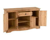 Corona 4 Door 1 Drawer Sideboard - Distressed Waxed Pine