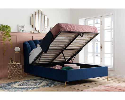 Lottie Double Ottoman Bed - Midnight Blue