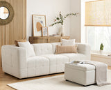 Milo 3 Seater Sofa With Footstool- White