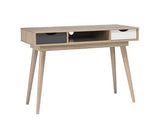Scandi Desk Oak With Grey And White Drawers