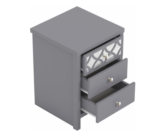 Arianna 3 Drawer Bedside Table Cool Grey