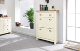 Lancaster 2 Door 1 Drawer Shoe Cabinet Cream