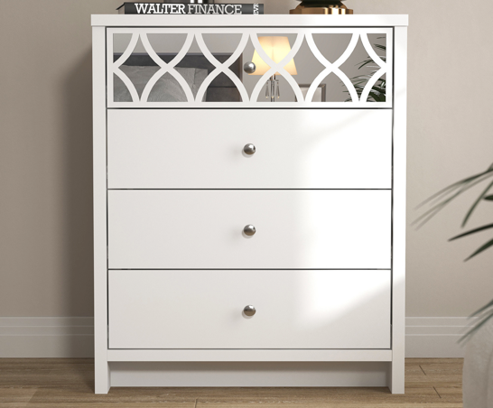 Arianna 4 Drawer Chest With 1 Mirror White