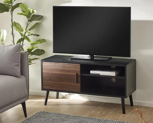 Trent Small TV Stand Up to 43" Walnut & Black