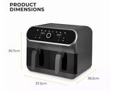 Tower 8 Litre Dual Basket Air Fryer with Viewing Windows