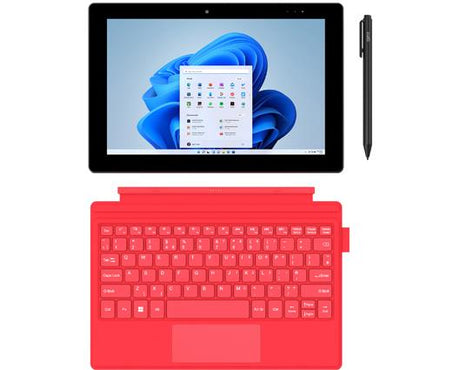 Geobook GeoPas 110 Celeron N4020 4GB 128GB eMMC 10.1" FHD Touch Intel UHD Graphics Windows 11 Pen & 1 Year Ms 365 Detachable Keyboard Strawberry