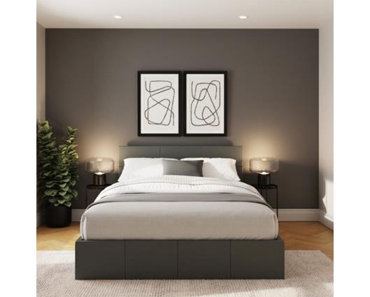 Serena Side Lift Ottoman King Bed - Light Grey