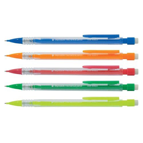 5 Star Office Mechanical Pencil Retractable with 0.7mm Lead Assorted Barrels (Pack of 10)