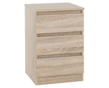 Malvern 3 Drawer Bedside - Sonoma Oak Effect