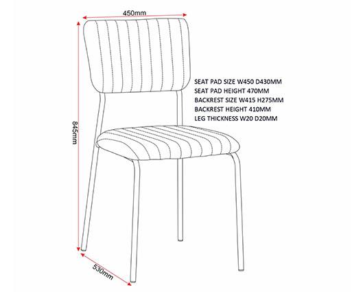 SHELDON DINING CHAIR (X4 PER BOX) - GREY VELVET FABRIC