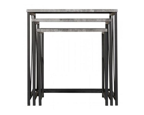 Athens Square Nest Of Tables - Concrete Effect/Black