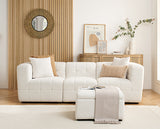 Milo 3 Seater Sofa With Footstool- White